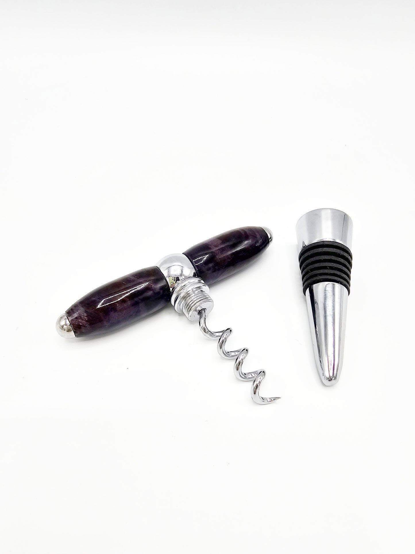 Sommelier Bottle Stopper/Corkscrew - Violet Box Elder Burl Wood