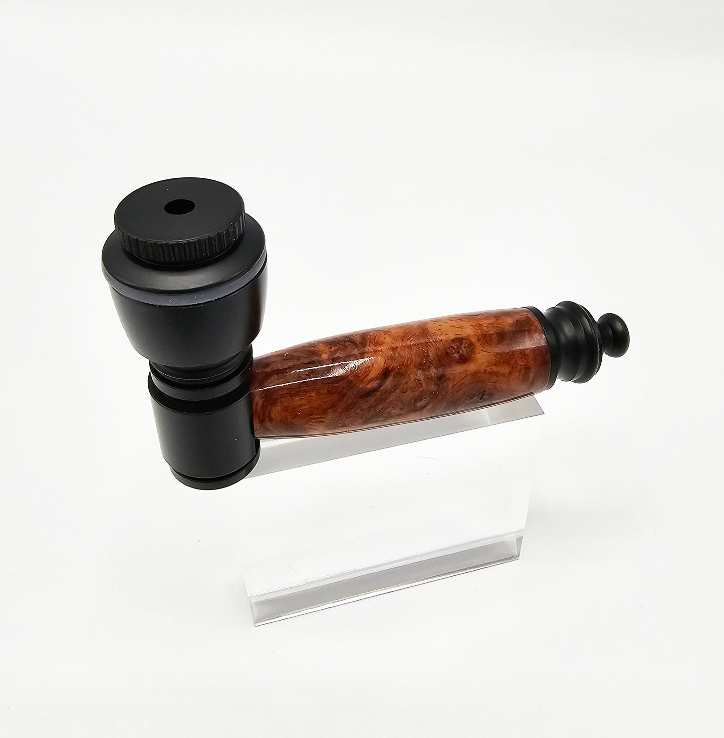 Little Bud Smoking Pipe – Anodized Aluminum with Exceptional Amboyna Burl