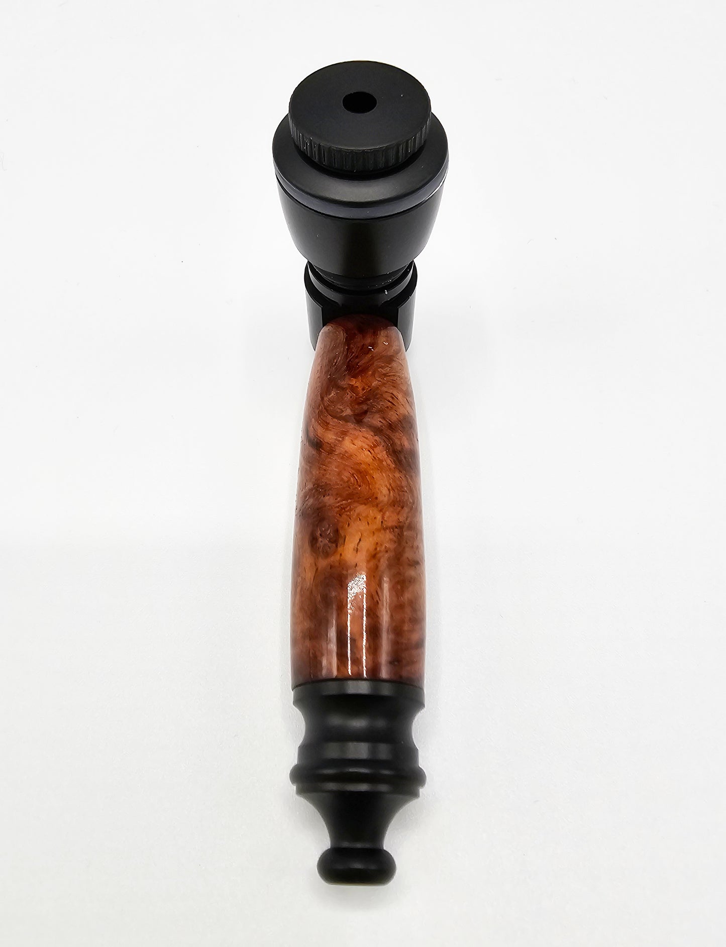 Little Bud Smoking Pipe – Anodized Aluminum with Exceptional Amboyna Burl