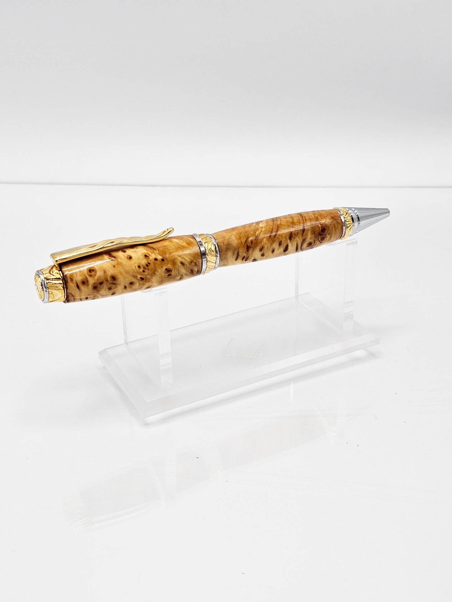 Admiral Executive Alaskan Yellow Cedar Burl Twist Ballpoint -  Chrome & Gold