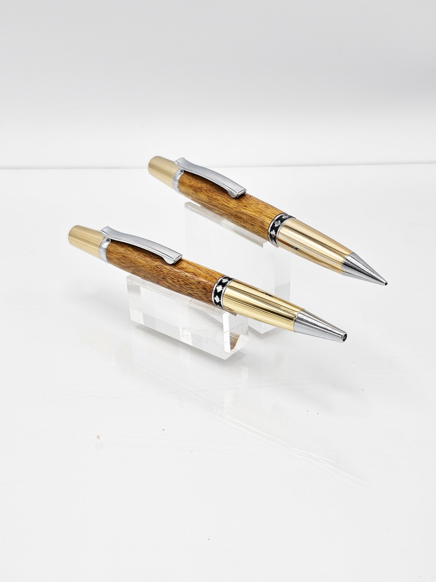 Ambassador Maple Leaf Canarywood  Pen and Pencil Set - Chrome with Gold