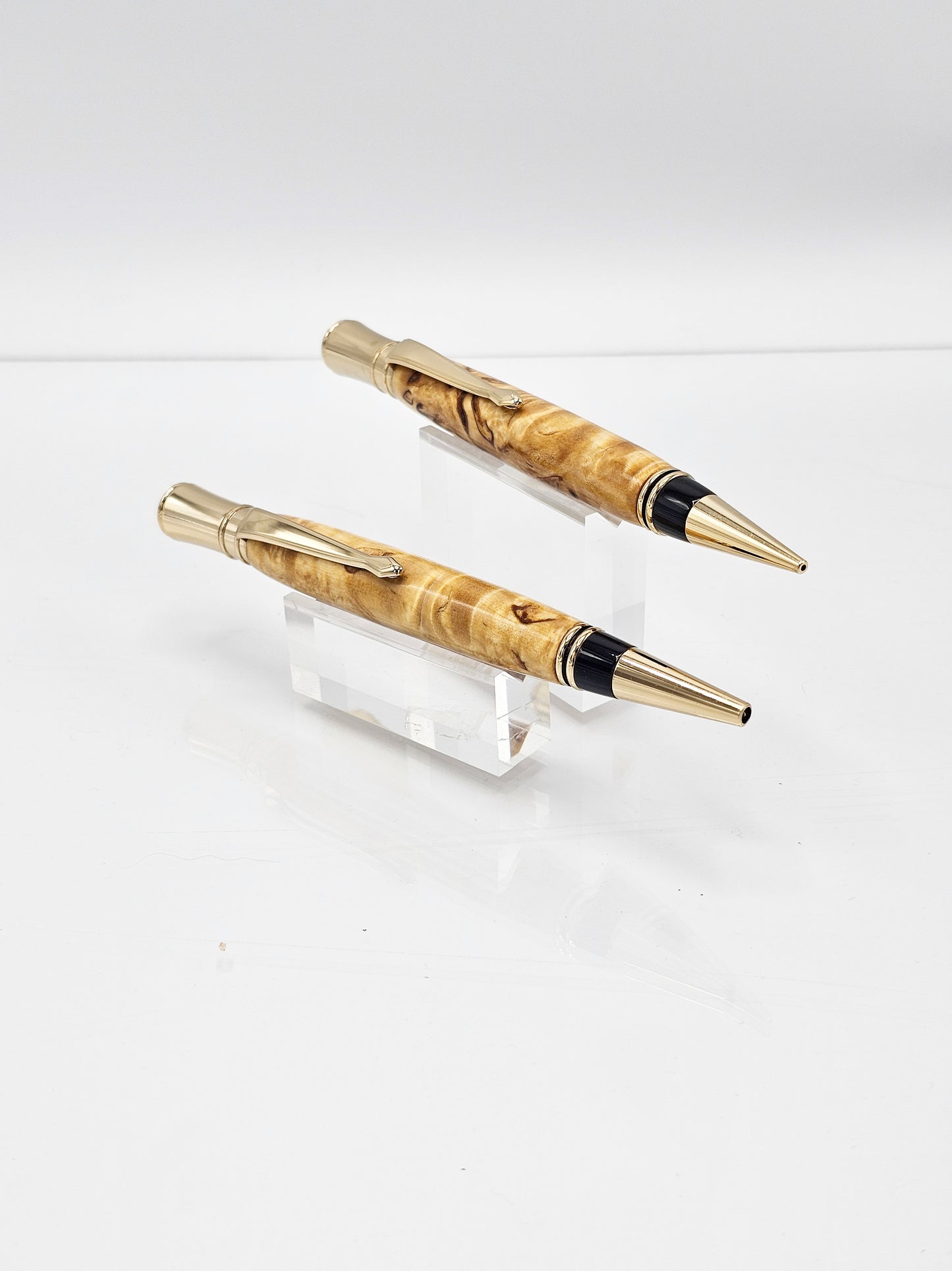 Baron Masur Birch Burl Pen and Pencil Set - 24kt Gold