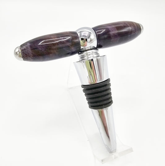 Sommelier Bottle Stopper/Corkscrew - Violet Box Elder Burl Wood