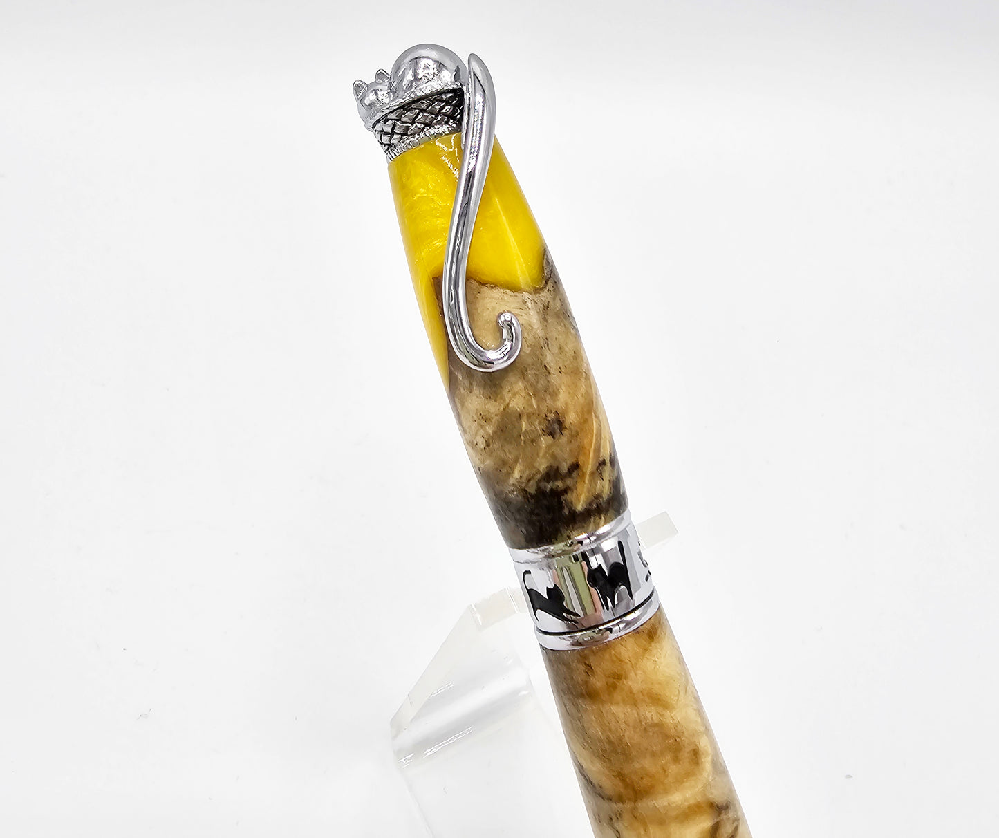 Cheshire Cat-Themed Twist Ballpoint Hybrid Buckeye Burl Wood/Lemon - Chrome