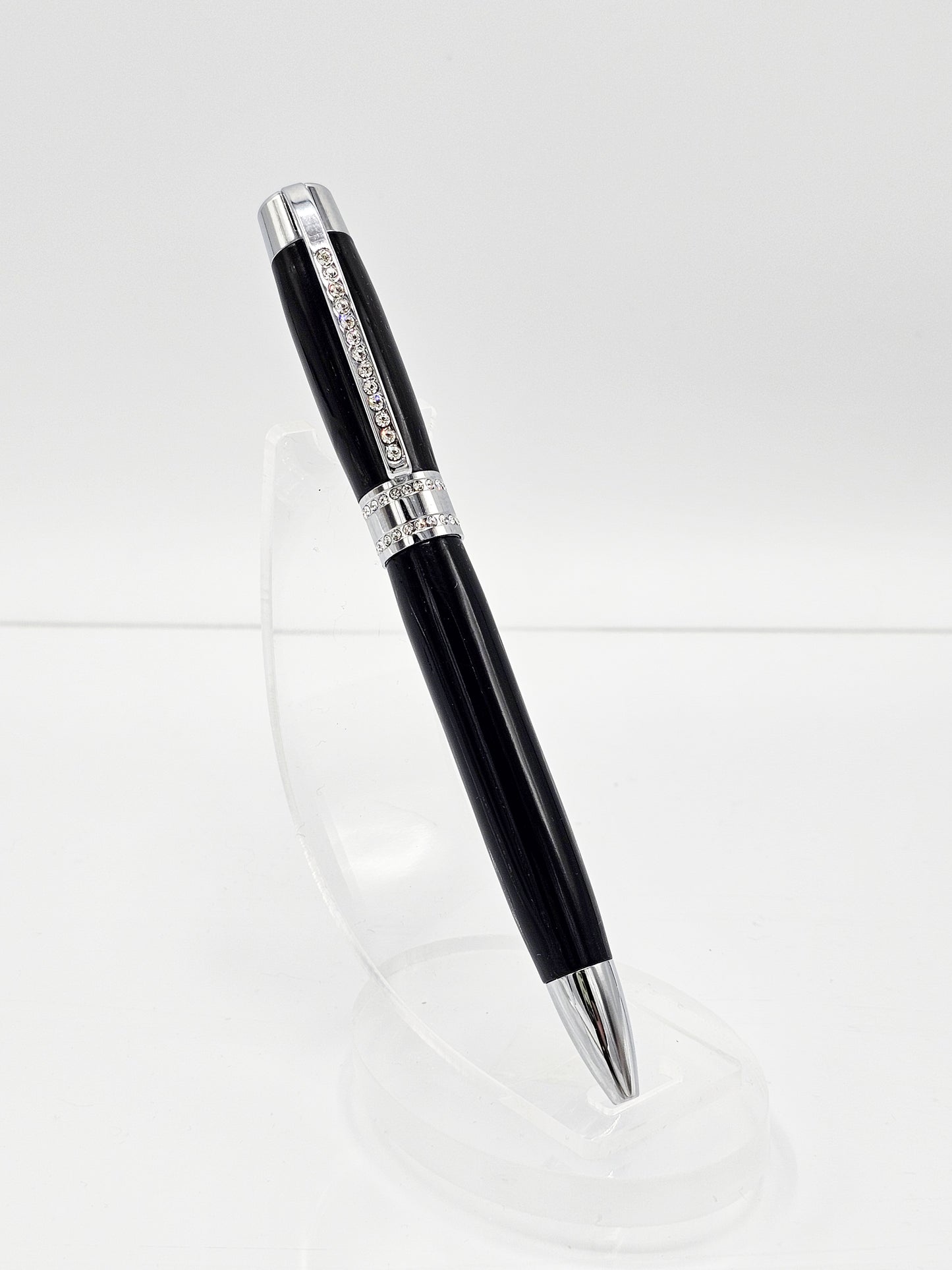 Duchess II Ancient Bog Oak Twist Ballpoint - Chrome with Swarovski Crystals