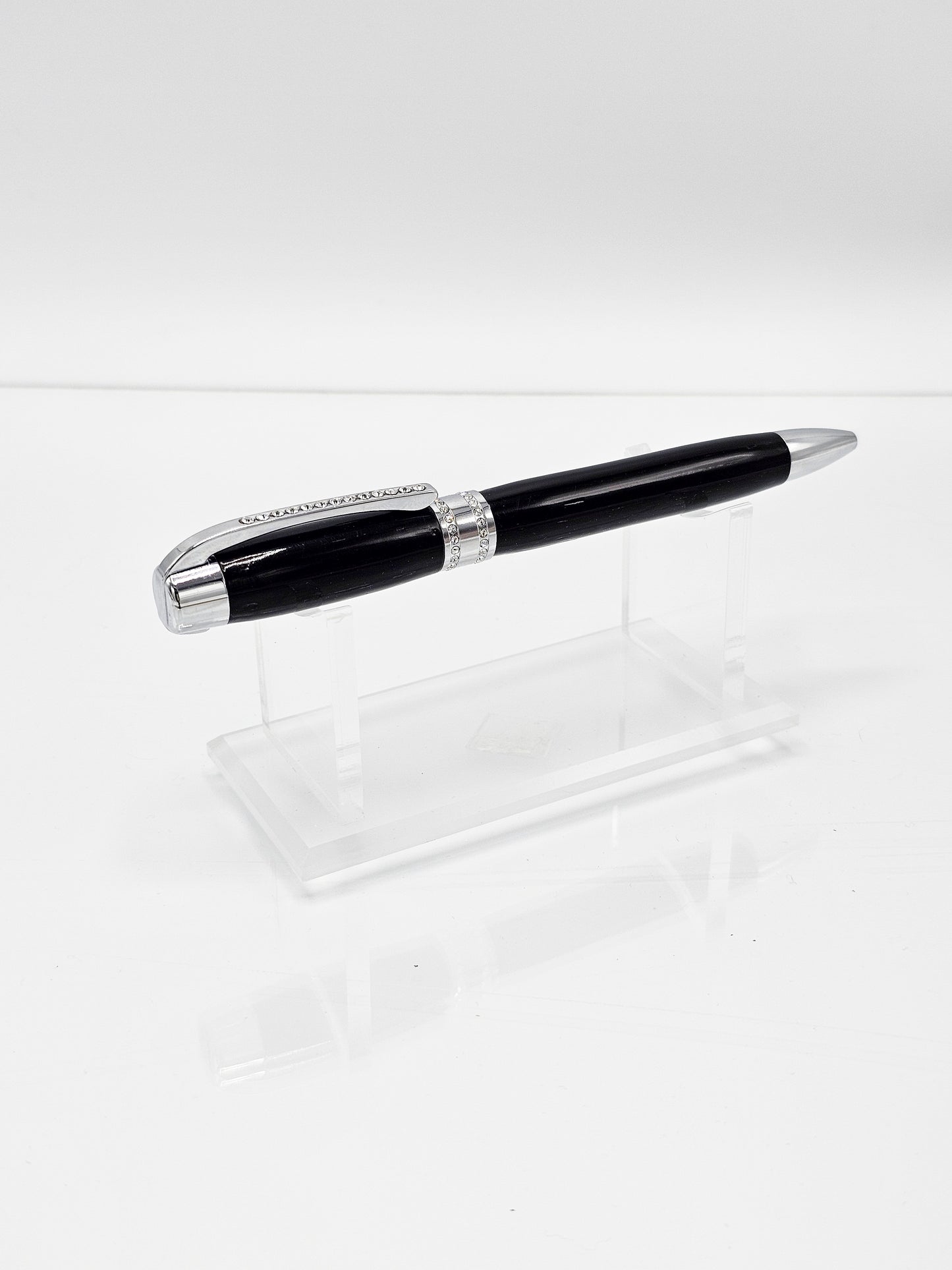 Duchess II Ancient Bog Oak Twist Ballpoint - Chrome with Swarovski Crystals