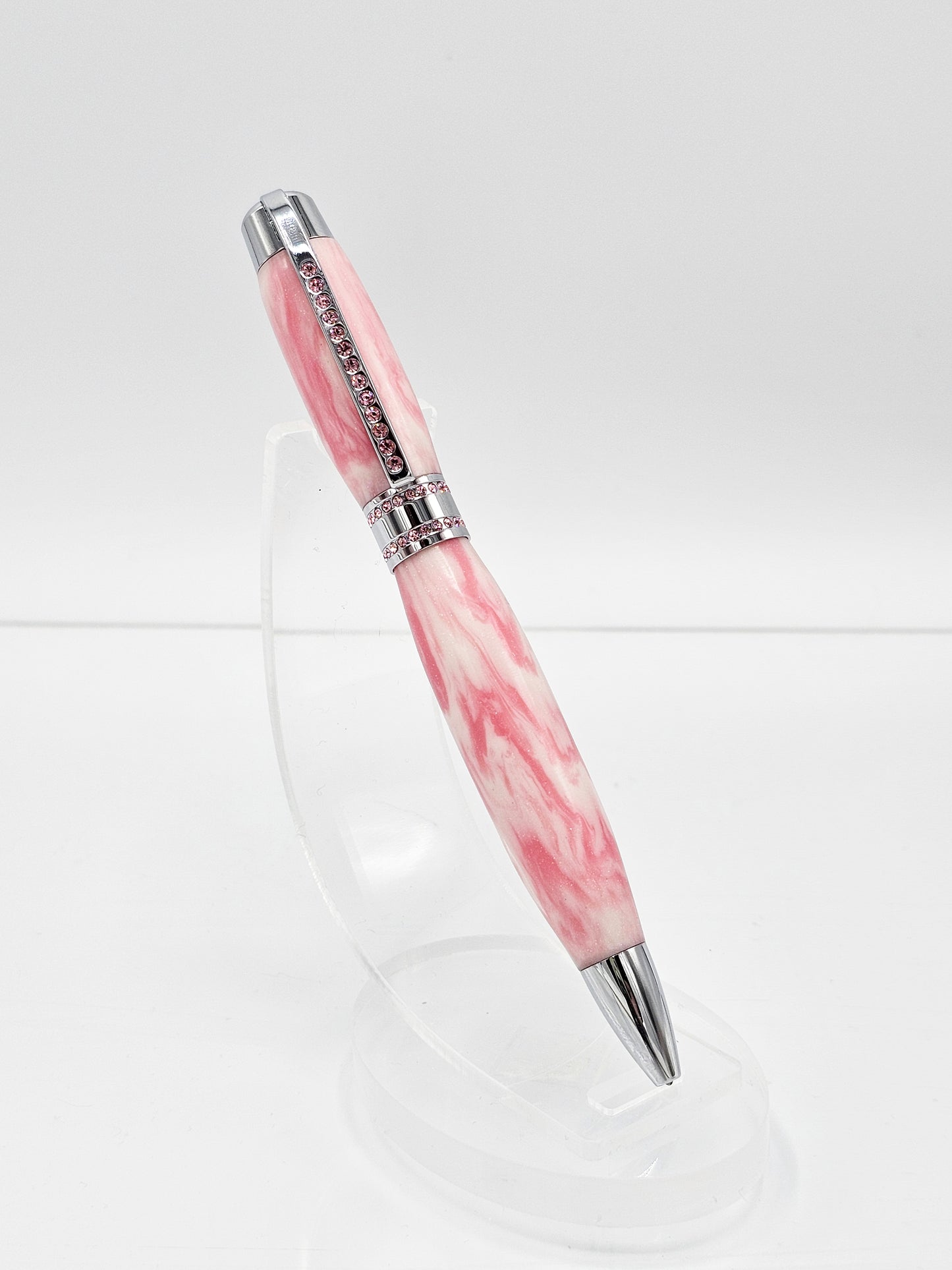 Duchess II Pink - Chrome with Pink Swarovski Crystals + Diamond infused barrel