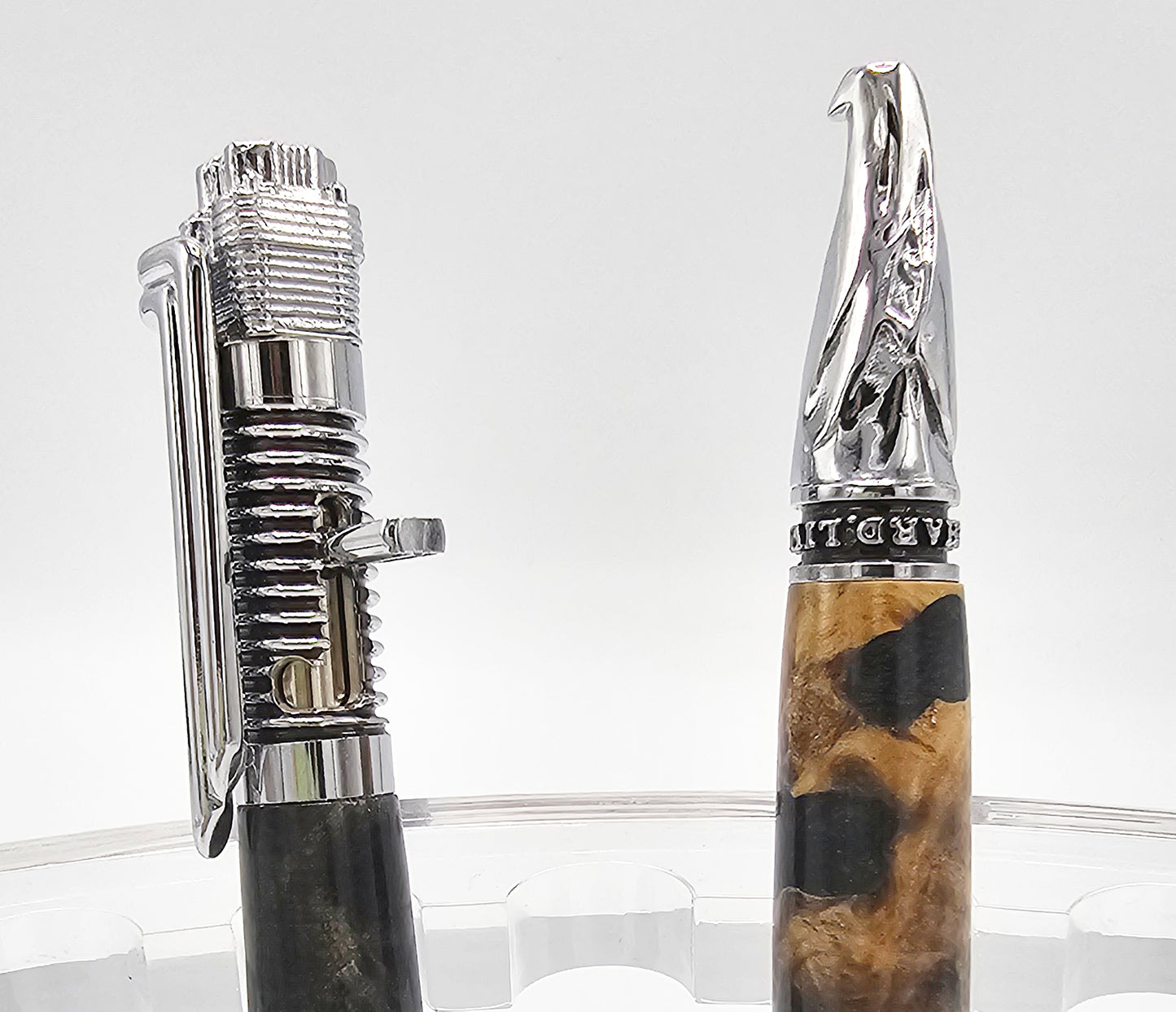 Easy Rider Hybrid Buckeye Burl Wood/Black Kickstart Action Ballpoint - Chrome