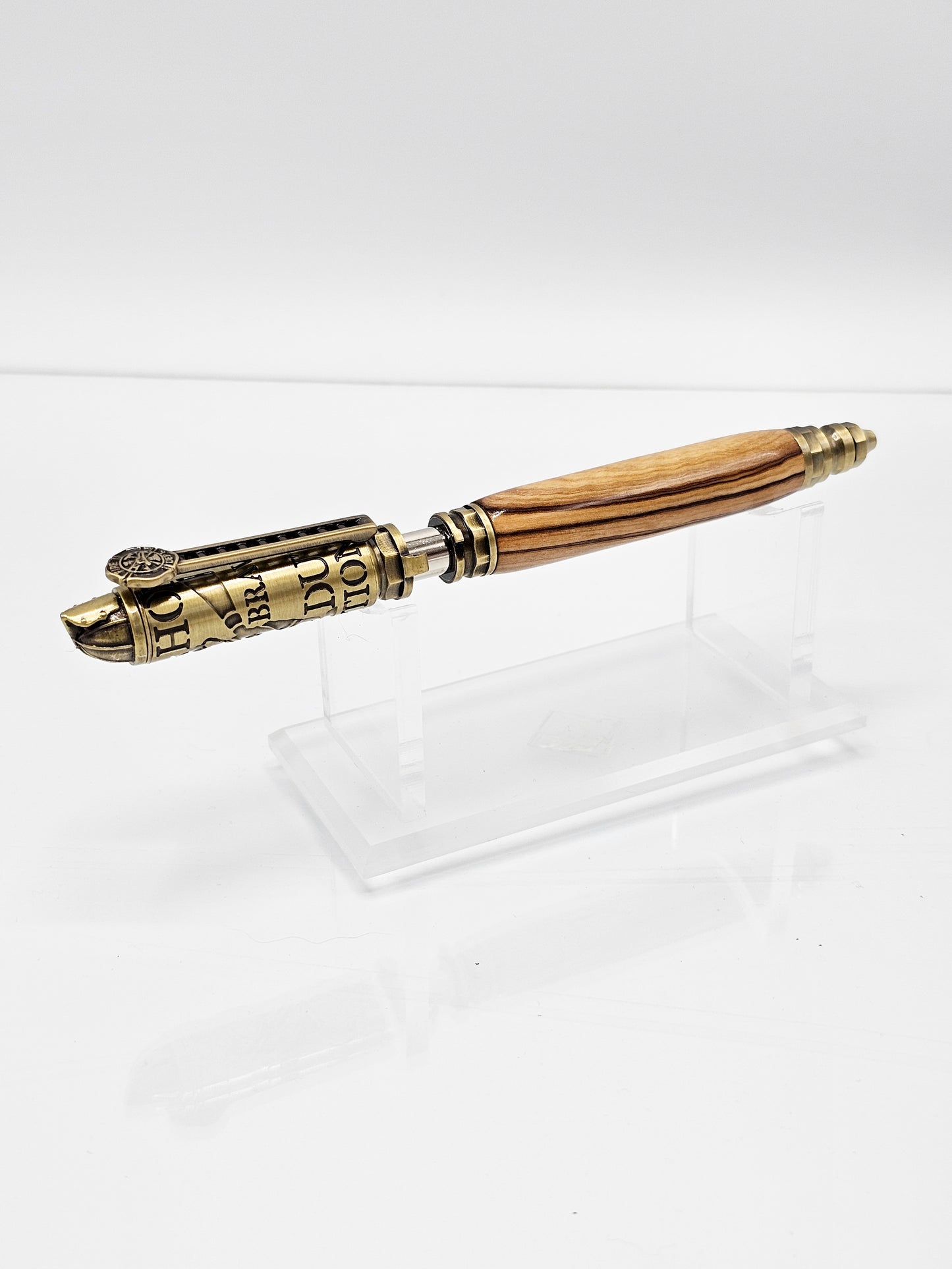 Firefighter's Bethlehem Olive Wood Ballpoint - Antique Brass