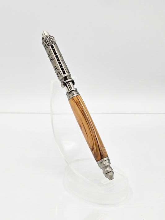 Firefighter's Bethlehem Olive Wood Ballpoint - Antique Pewter