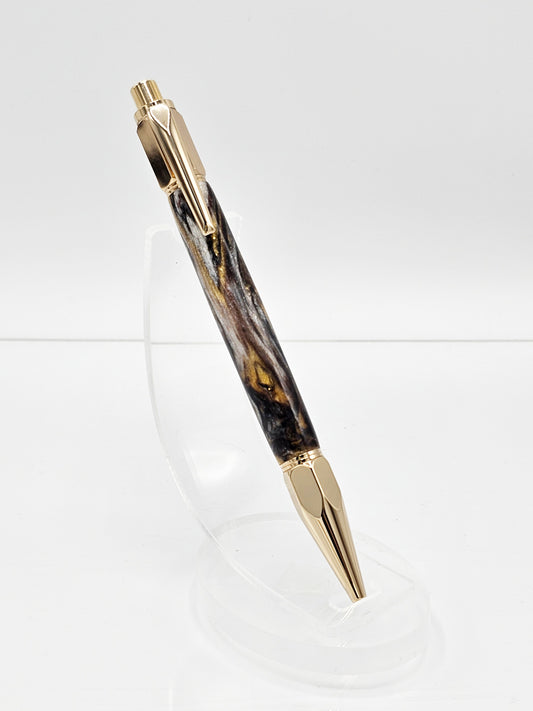 Focus Metallurgy Diamond-Infused Click Ballpoint - 24Kt Gold