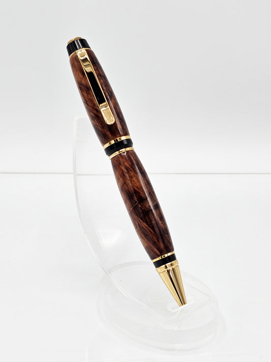 Graduate Redwood Lace Burl Twist Ballpoint - Gold