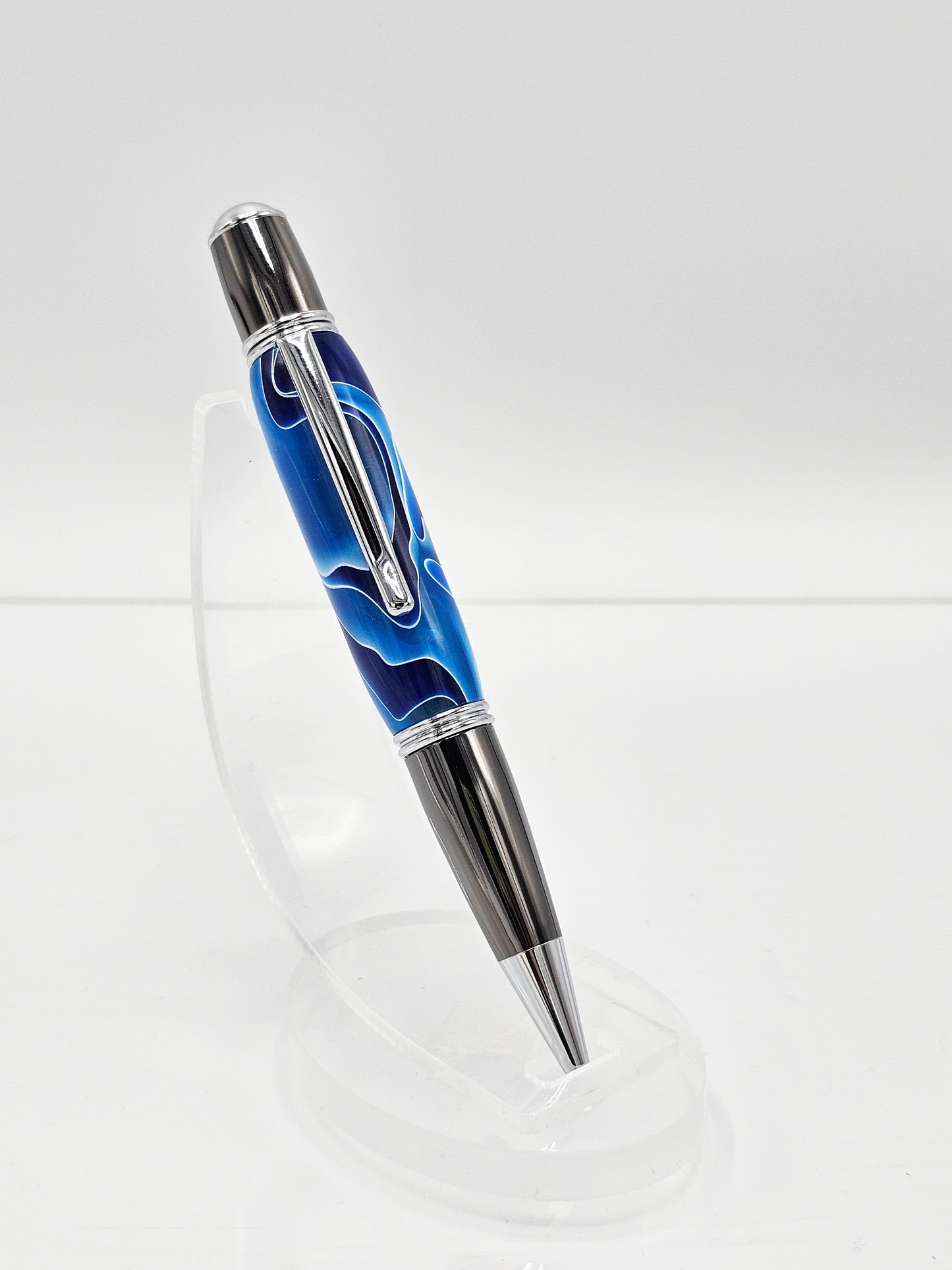 Grande Blue Sky Twist Ballpoint - Chrome and Gun Metal