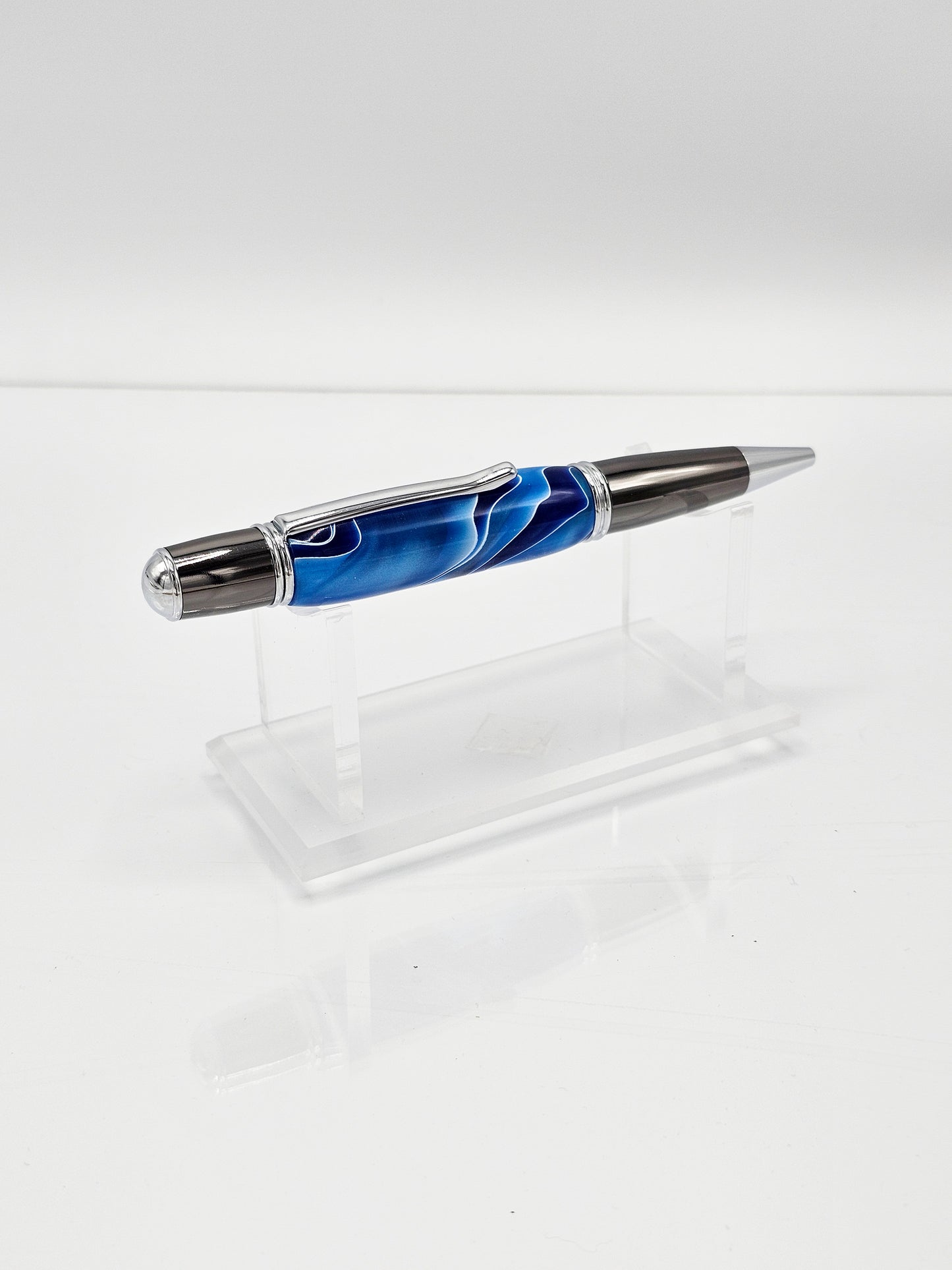 Grande Blue Sky Twist Ballpoint - Chrome and Gun Metal