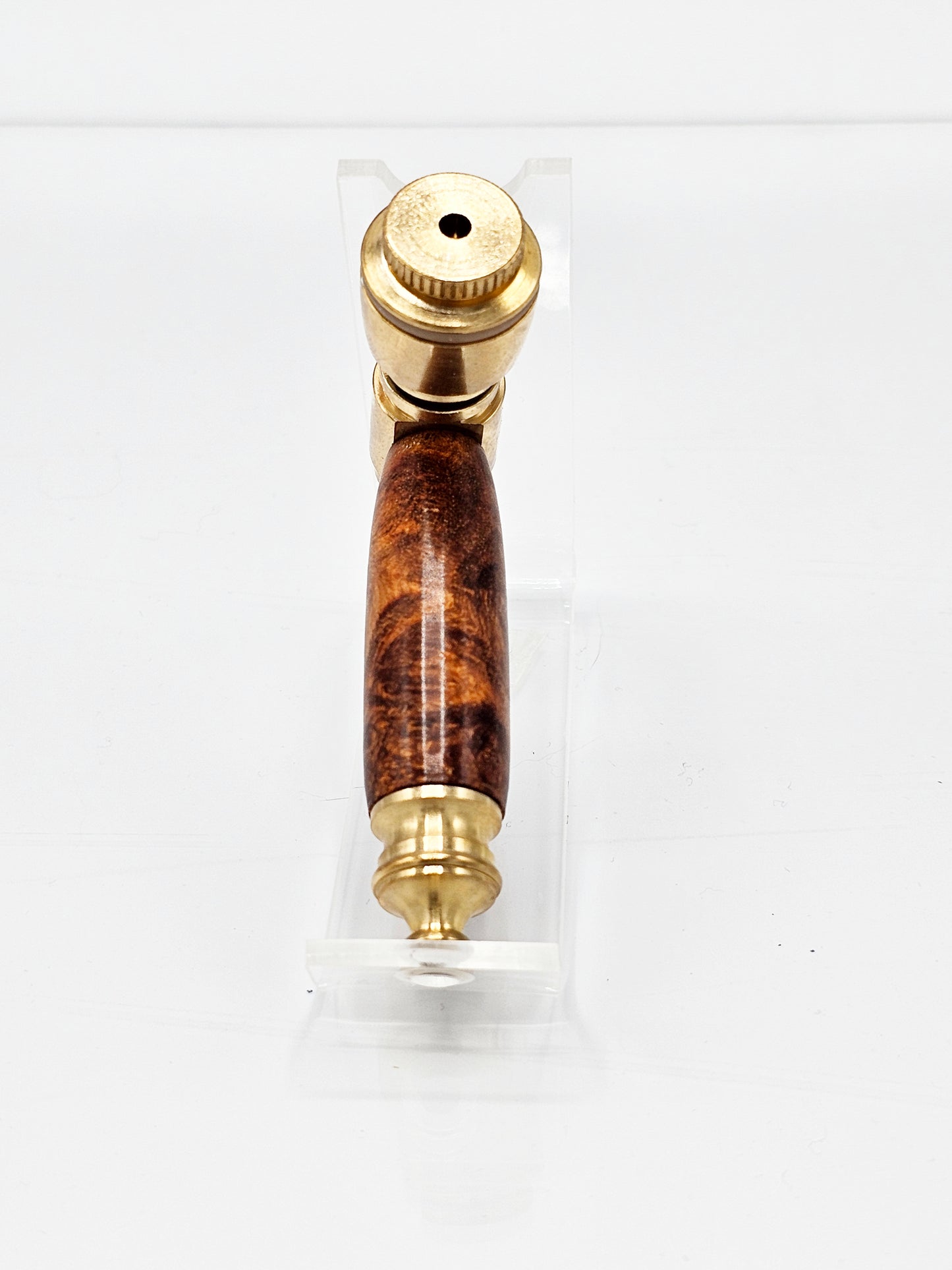 Little Bud Smoking Pipe – Yellow Brass with Amber Maple Burl