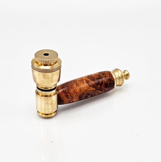 Little Bud Smoking Pipe – Yellow Brass with Amber Maple Burl