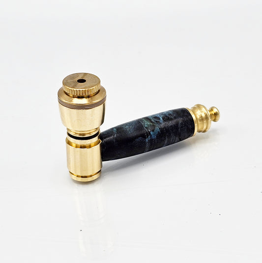 Little Bud Smoking Pipe – Yellow Brass with Blue Buckeye Burl