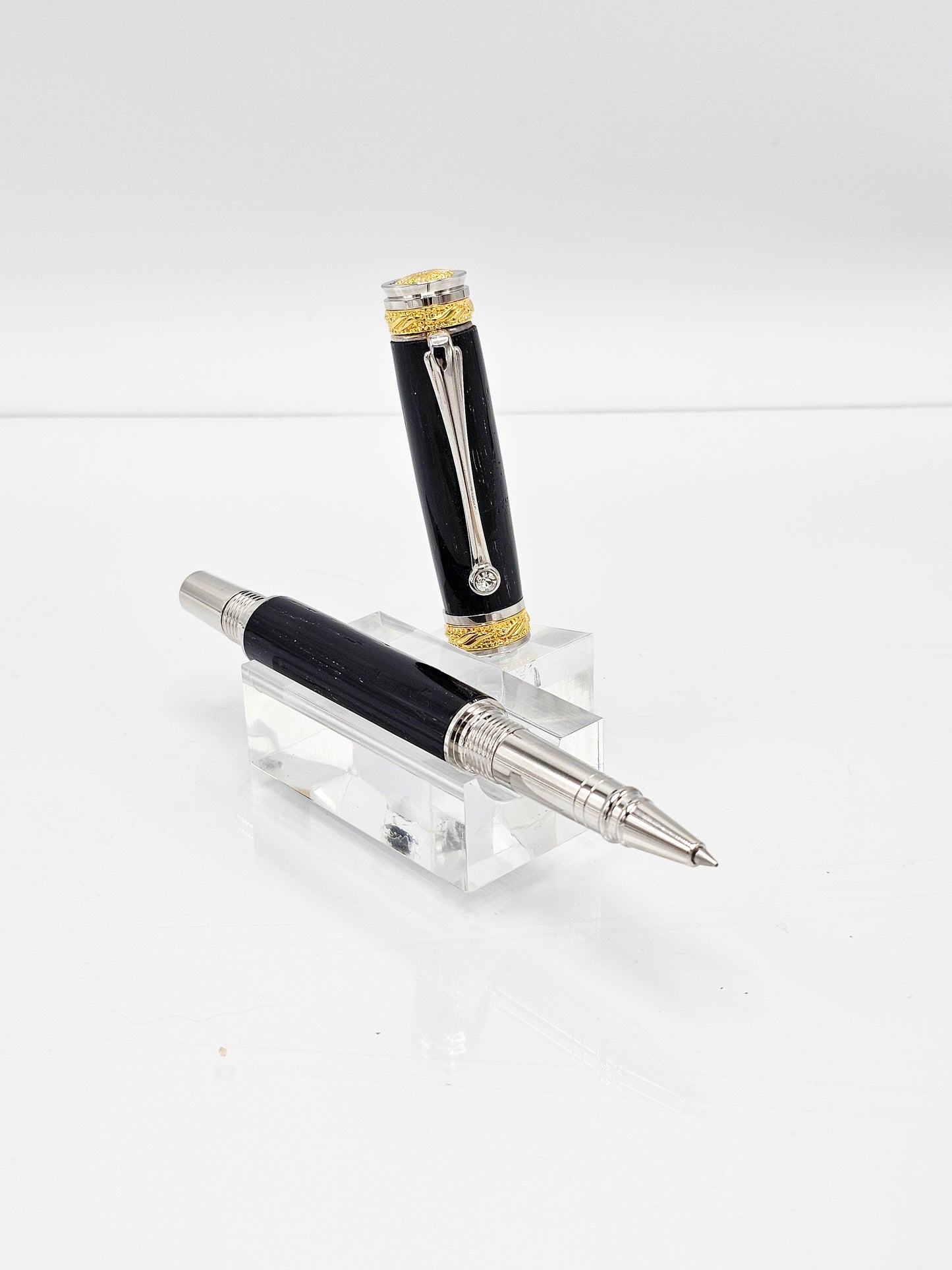 Lux Executive Ancient Bog Oak Rollerball Pen - 22kt Gold & Rhodium