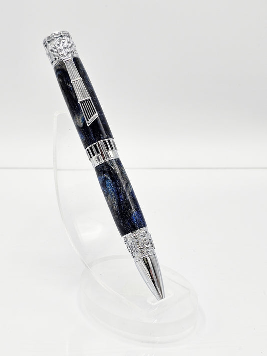 Maestro Queen City Silver Diamond-Infused Twist Ballpoint - Chrome