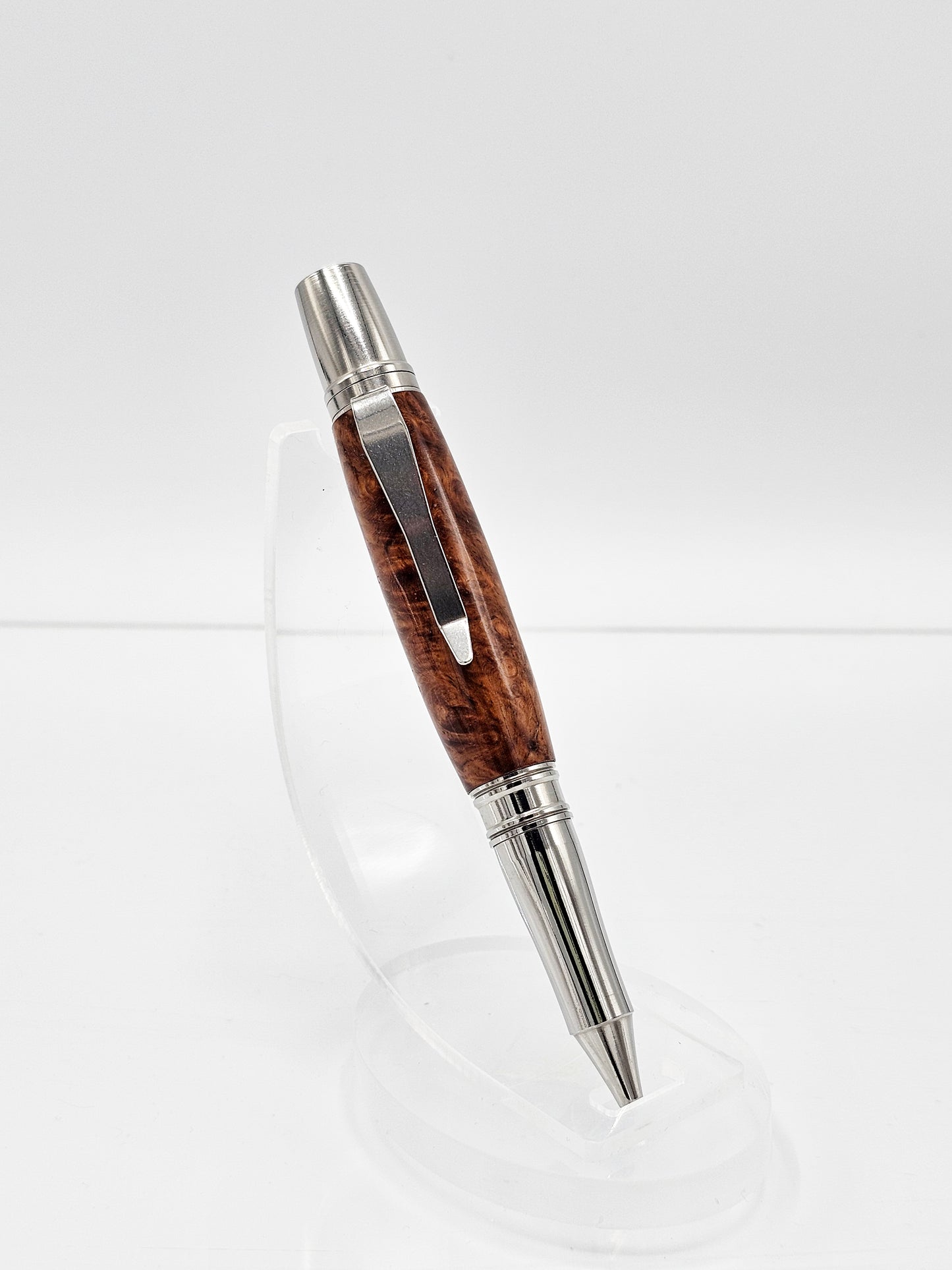 Patriot Stainless Steel Twist Ballpoint - Exceptional Redwood Lace Burl