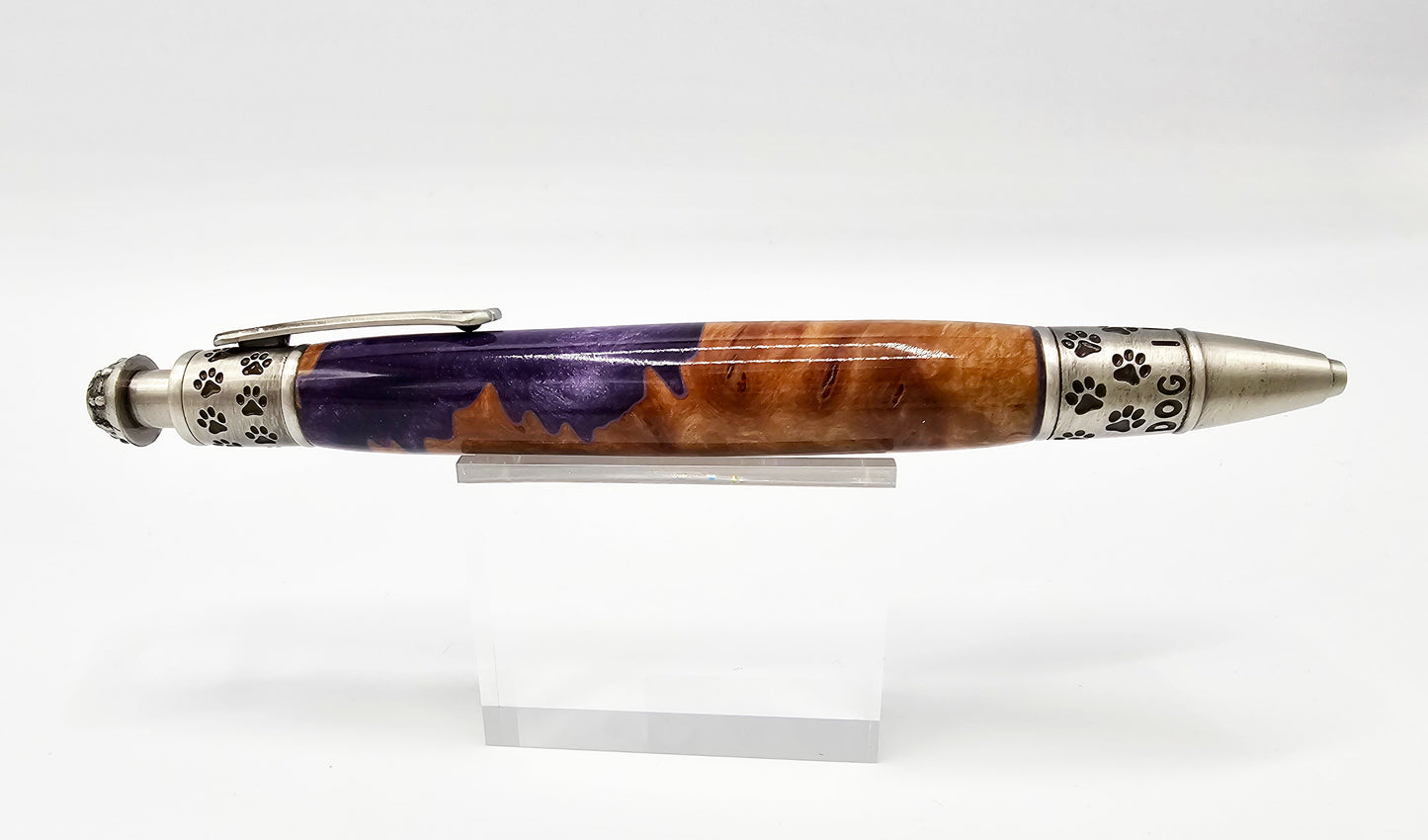 Paws Australian Burl/Purple Click Ballpoint - Antique Pewter