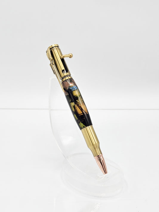 Reload 30 Caliber "Ninja Turtle" Bolt Action Bullet Cartridge Ballpoint - Antique Brass