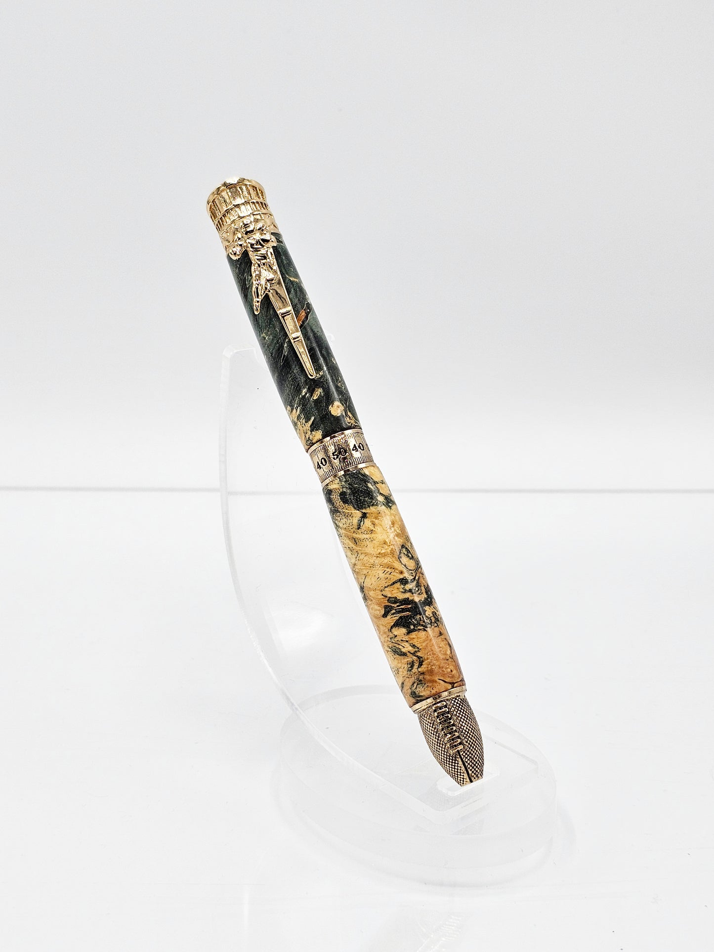 Touchdown Black Box Elder Burl Wood Twist Ballpoint - 24kt Gold