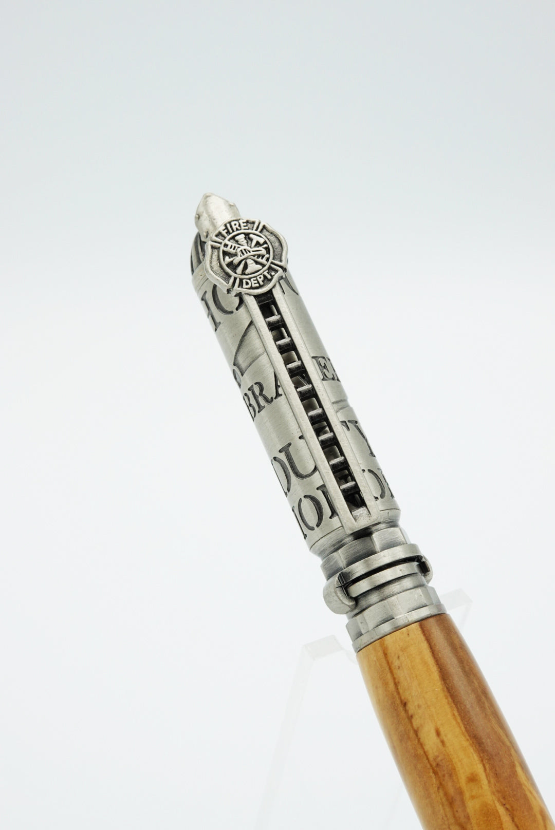 Firefighter's Bethlehem Olive Wood Ballpoint - Antique Pewter