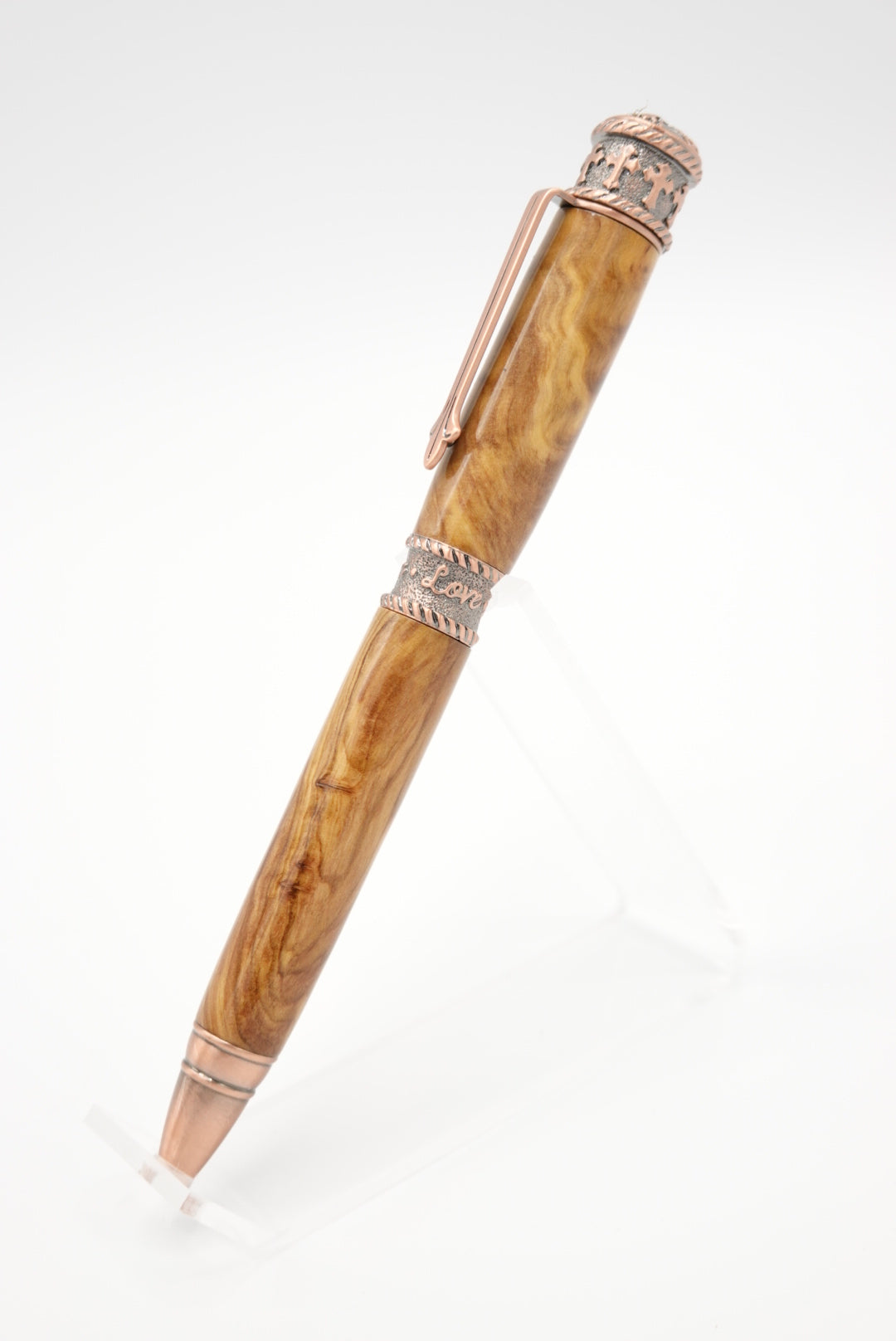 Faith Bethlehem Olive Wood Antique Copper Twist Ballpoint