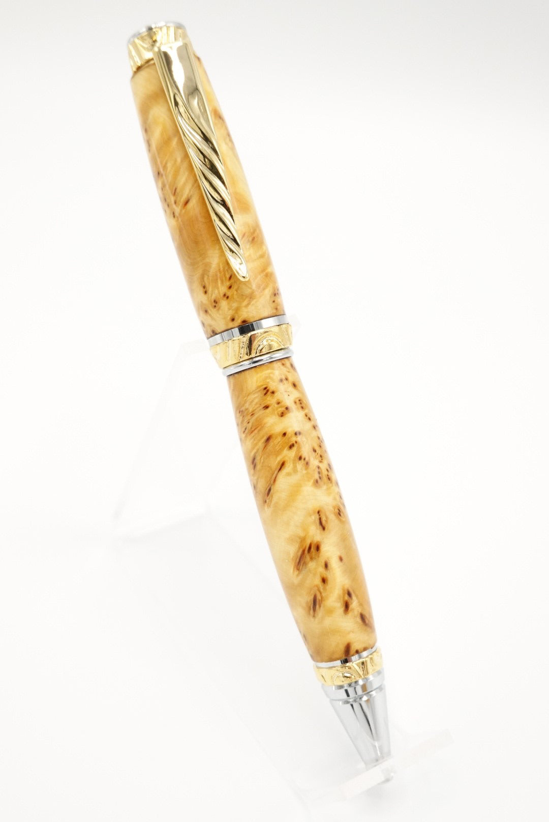 Admiral Executive Alaskan Yellow Cedar Burl Twist Ballpoint -  Chrome & Gold